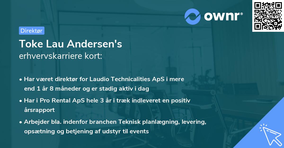 Toke Lau Andersen's erhvervskarriere kort