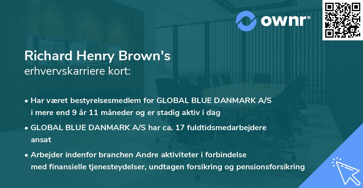 Richard Henry Brown's erhvervskarriere kort