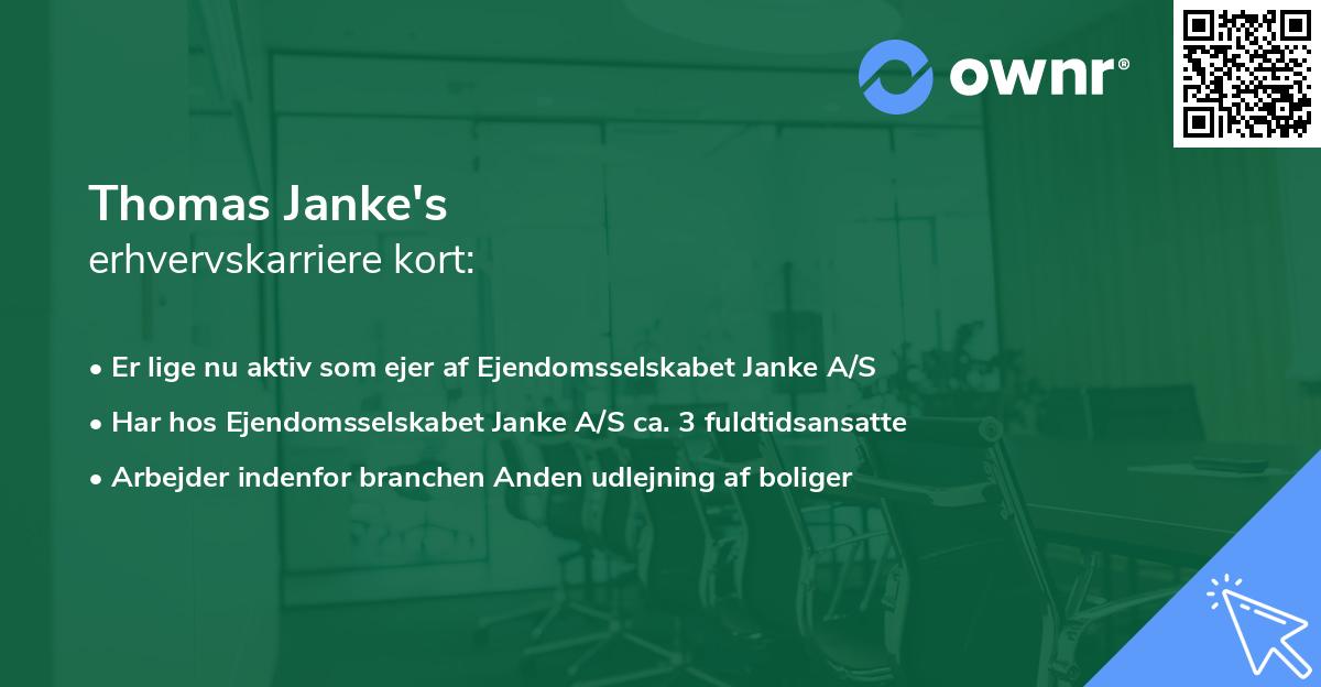 Thomas Janke's erhvervskarriere kort