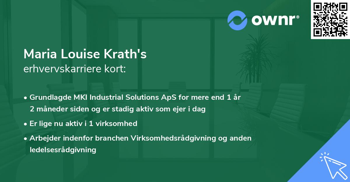 Maria Louise Krath's erhvervskarriere kort
