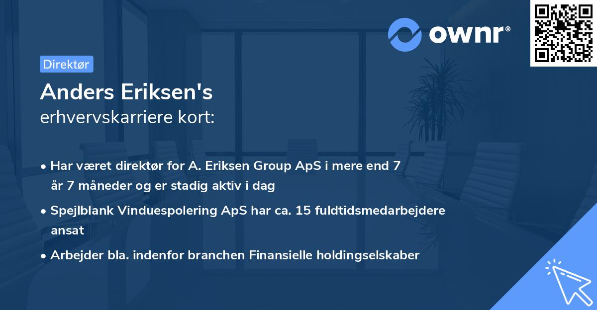 Anders Eriksen's erhvervskarriere kort
