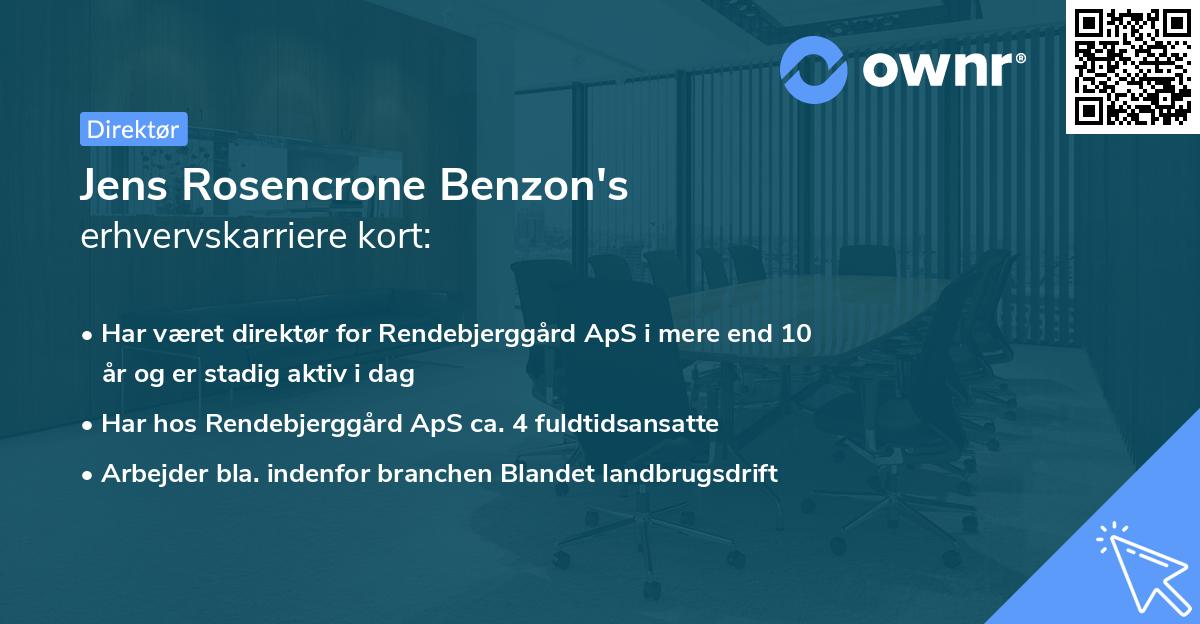 Jens Rosencrone Benzon's erhvervskarriere kort