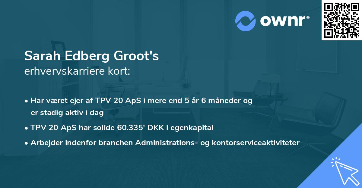 Sarah Edberg Groot's erhvervskarriere kort