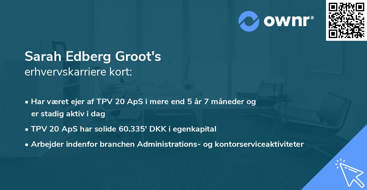 Sarah Edberg Groot's erhvervskarriere kort