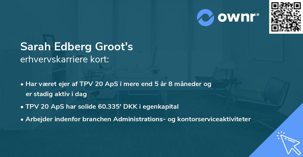 Sarah Edberg Groot's erhvervskarriere kort