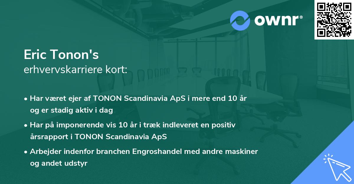 Eric Tonon's erhvervskarriere kort