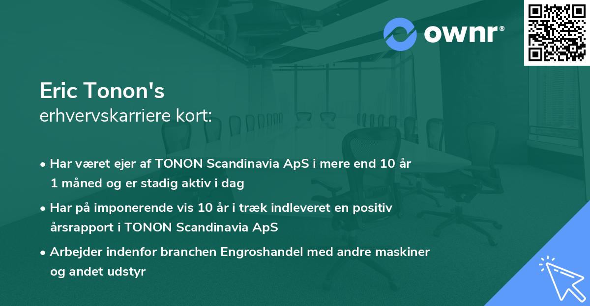 Eric Tonon's erhvervskarriere kort