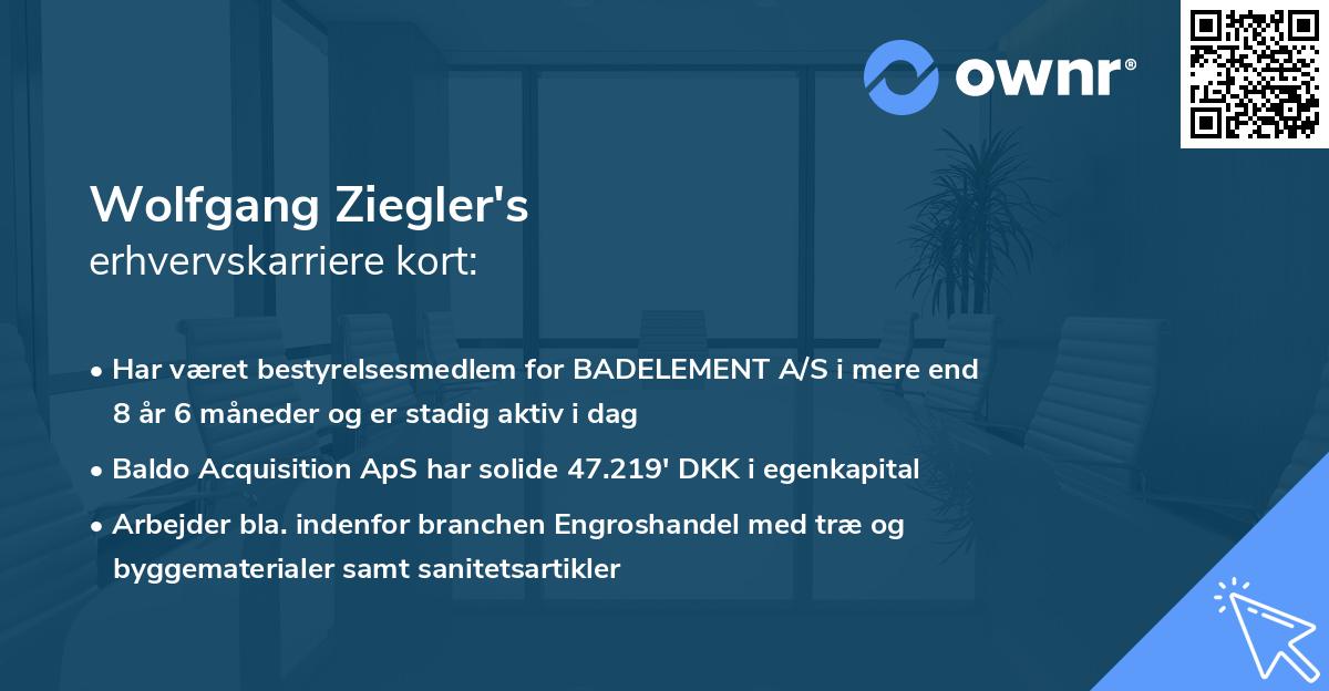 Wolfgang Ziegler's erhvervskarriere kort