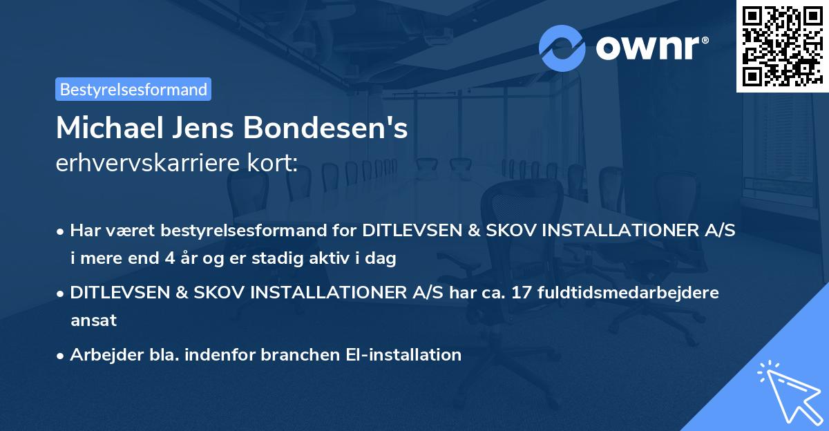 Michael Jens Bondesen's erhvervskarriere kort