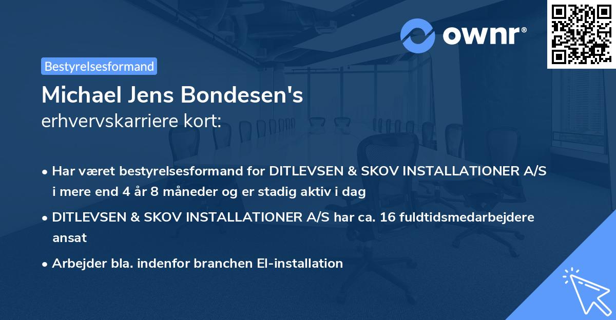 Michael Jens Bondesen's erhvervskarriere kort