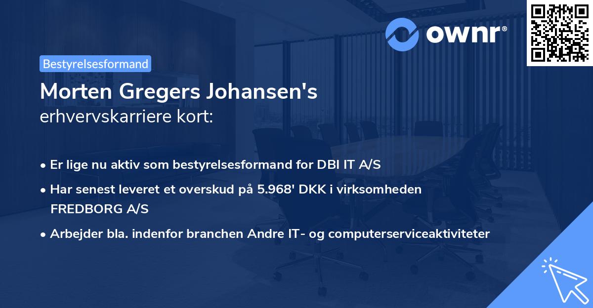 Morten Gregers Johansen's erhvervskarriere kort