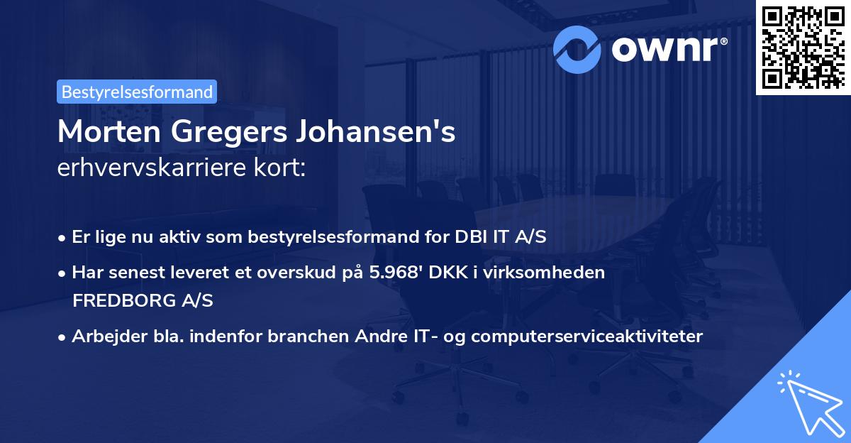 Morten Gregers Johansen's erhvervskarriere kort
