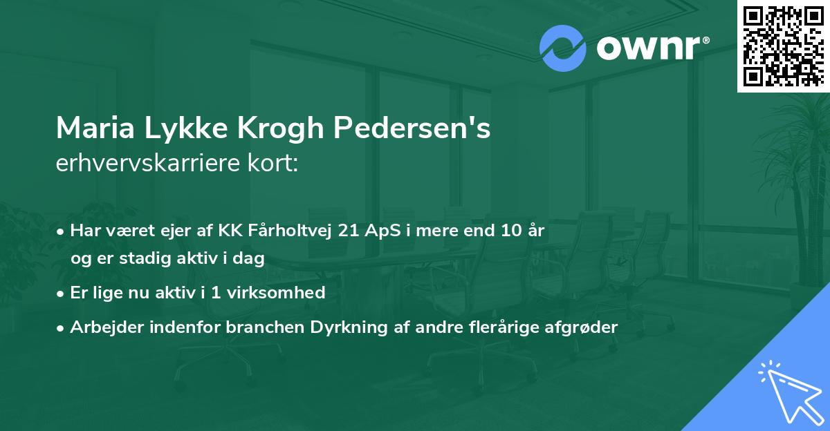 Maria Lykke Krogh Pedersen's erhvervskarriere kort