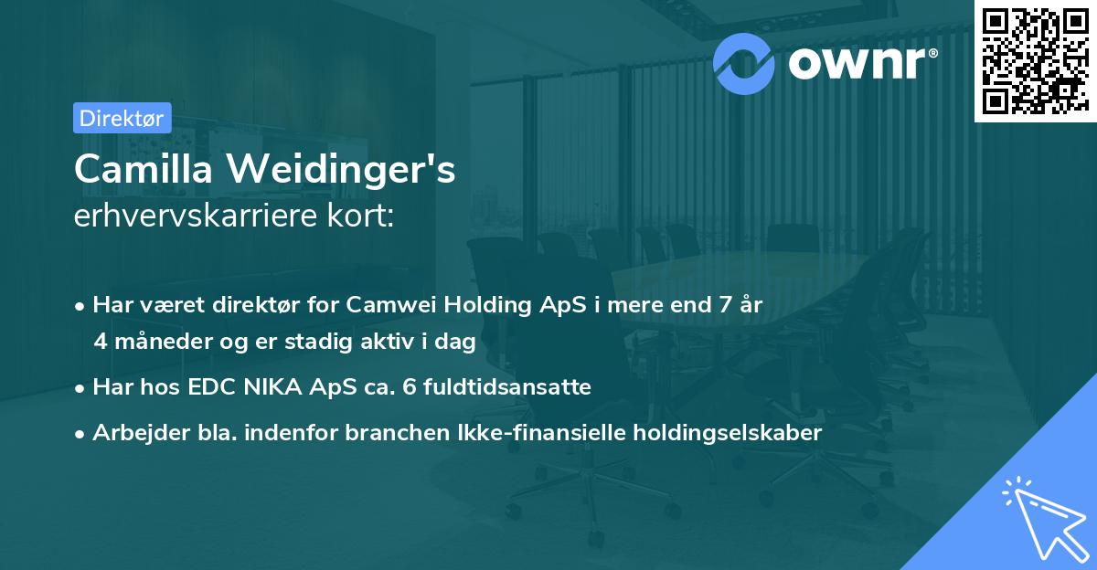 Camilla Weidinger's erhvervskarriere kort