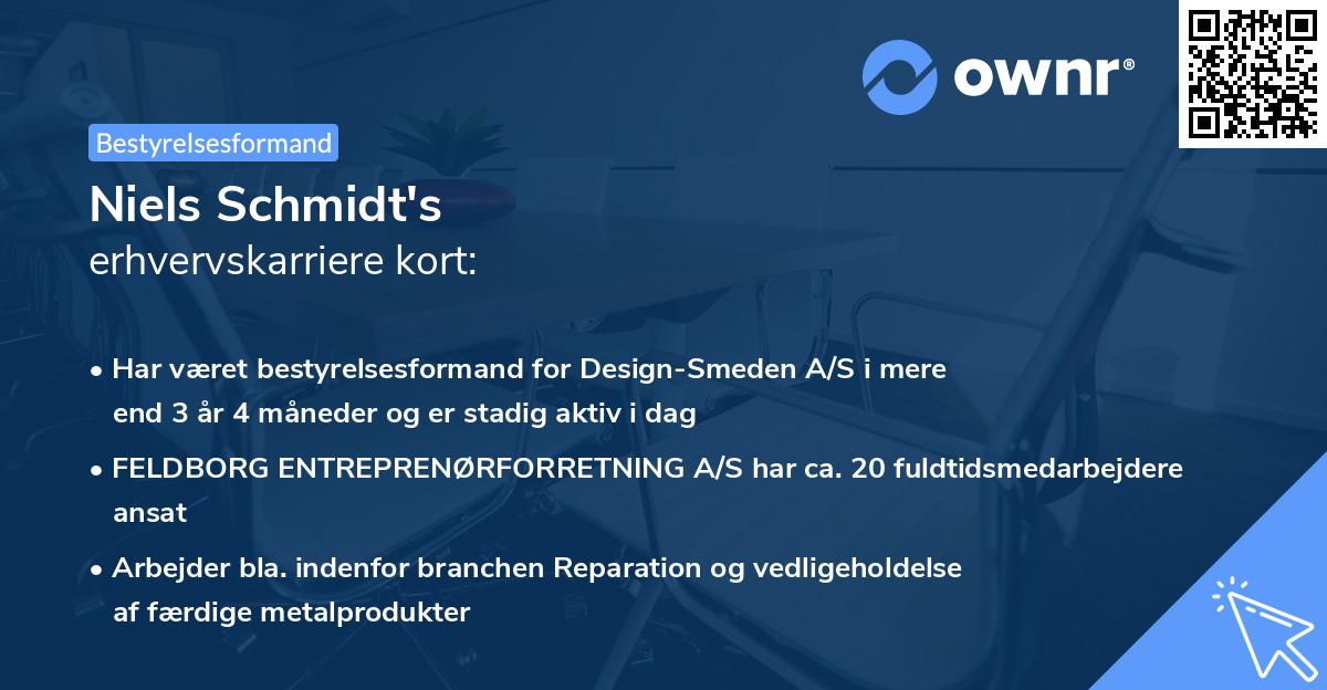 Niels Schmidt's erhvervskarriere kort