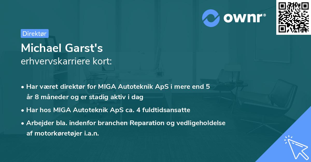 Michael Garst's erhvervskarriere kort