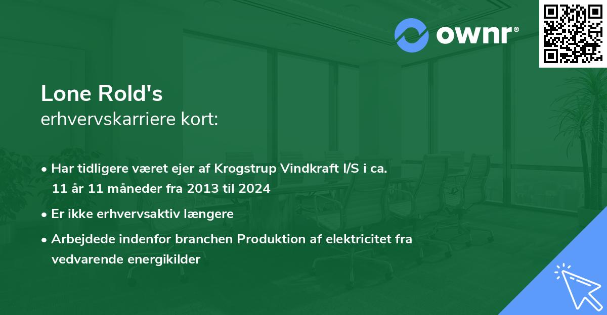 Lone Rold's erhvervskarriere kort