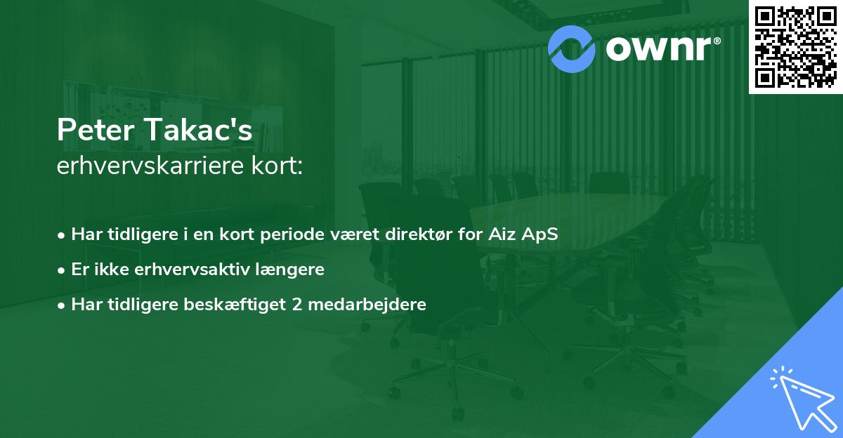 Peter Takac's erhvervskarriere kort