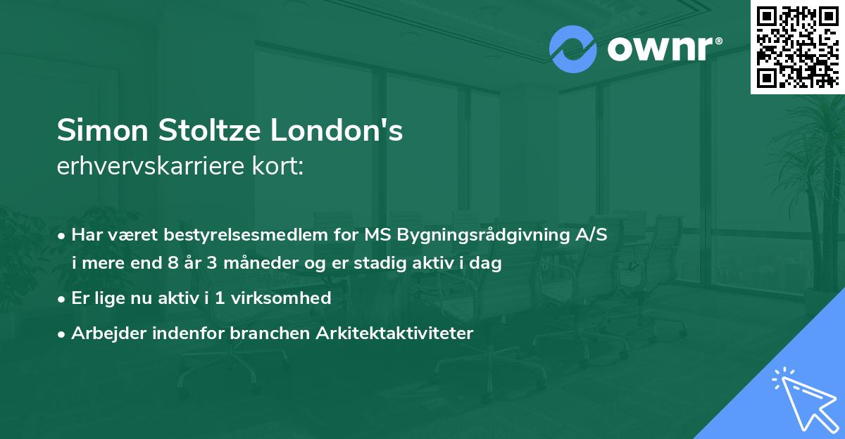 Simon Stoltze London's erhvervskarriere kort