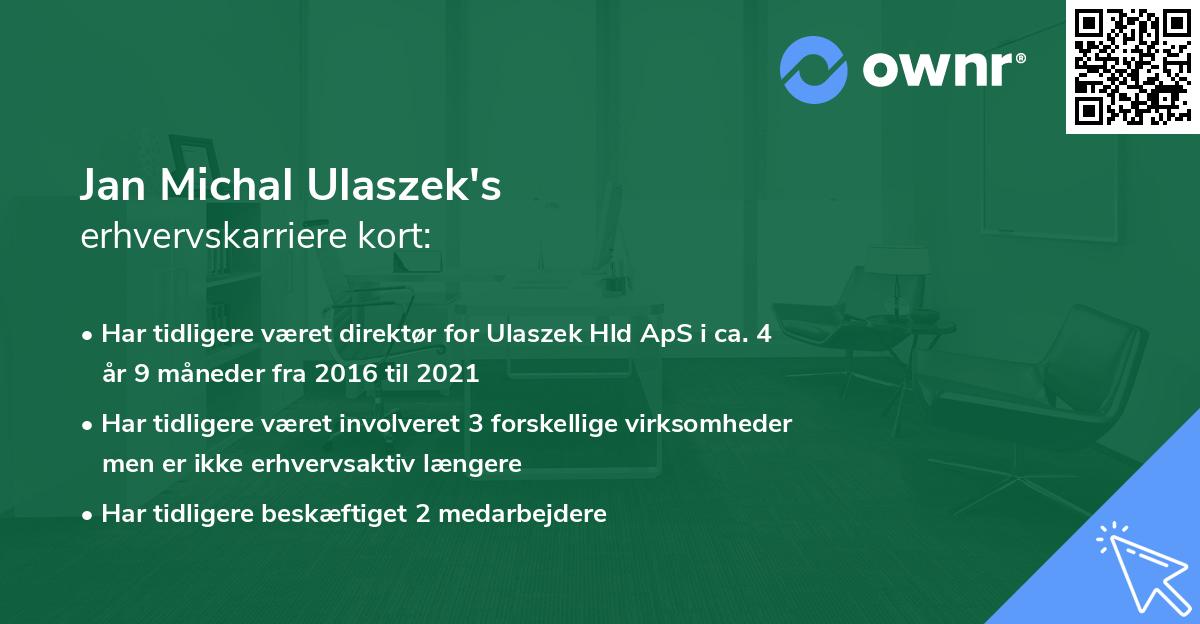 Jan Michal Ulaszek's erhvervskarriere kort