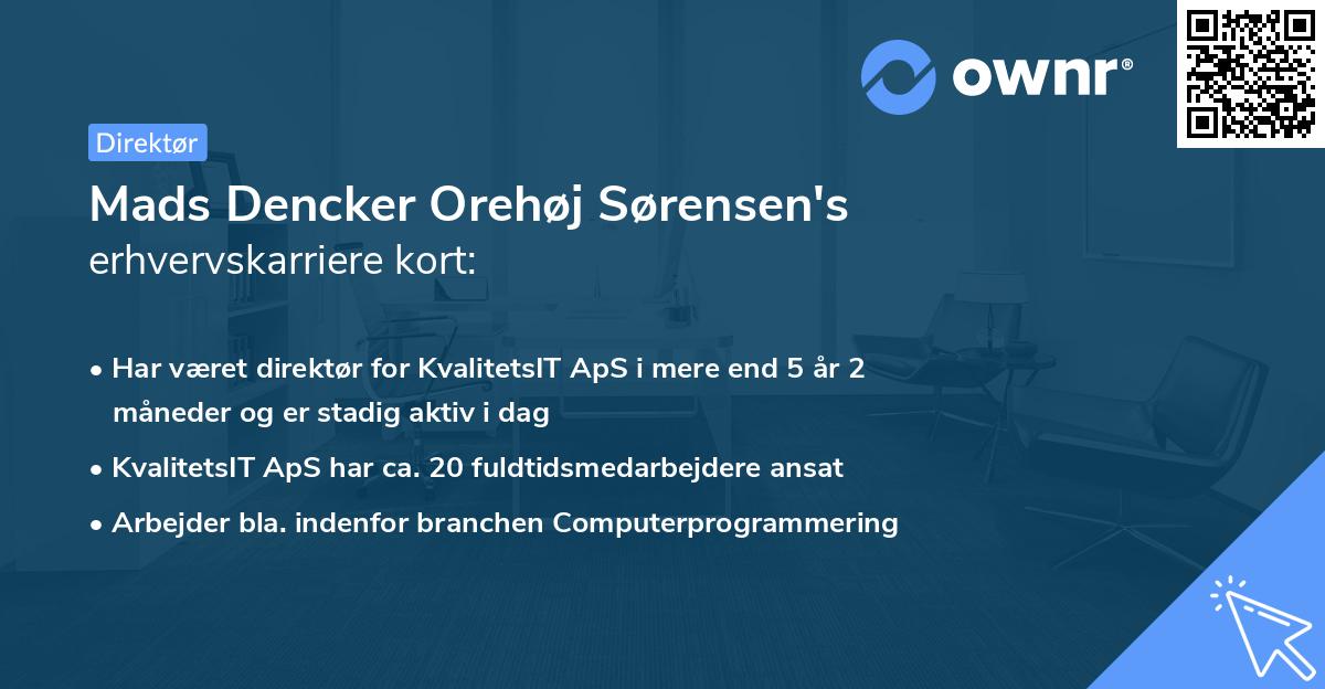 Mads Dencker Orehøj Sørensen's erhvervskarriere kort