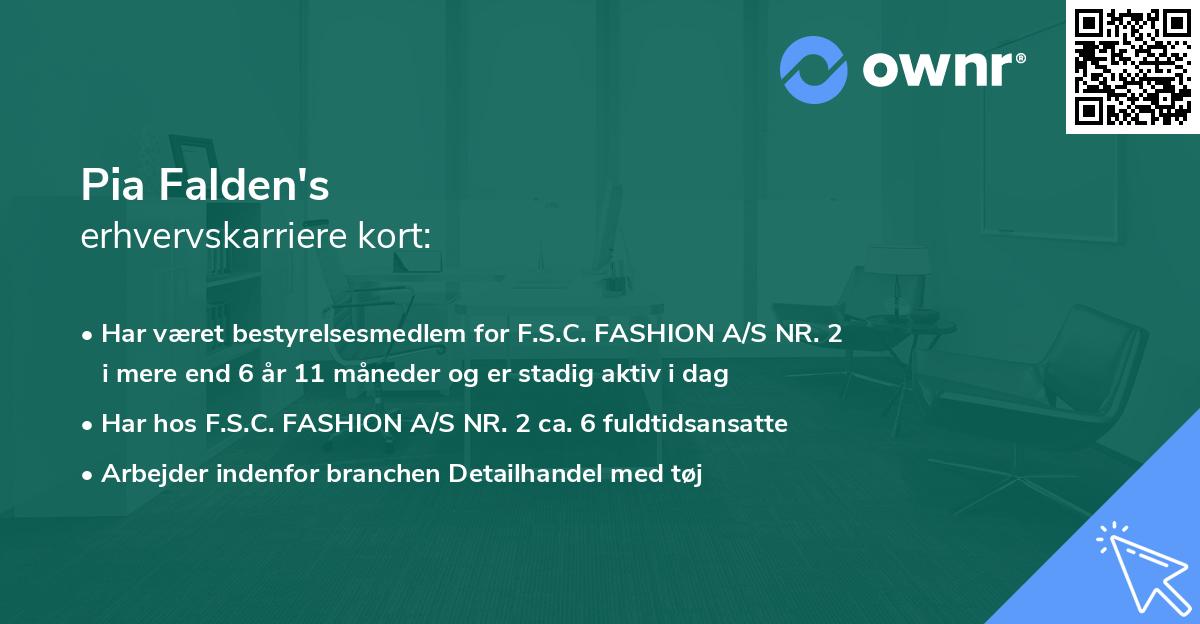 Pia Falden's erhvervskarriere kort