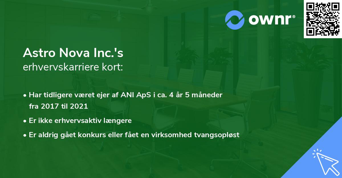 Astro Nova Inc.'s erhvervskarriere kort