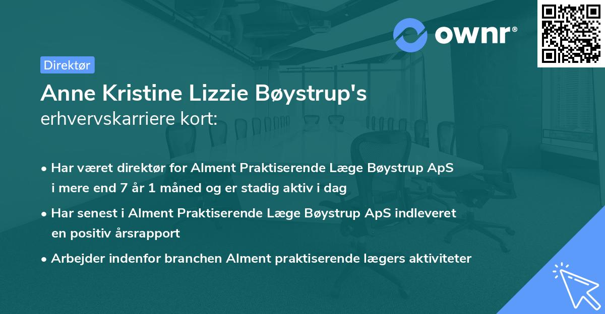 Anne Kristine Lizzie Bøystrup's erhvervskarriere kort