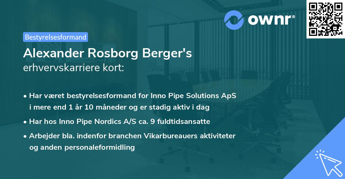 Alexander Rosborg Berger's erhvervskarriere kort