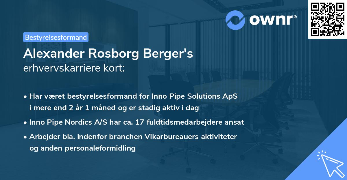Alexander Rosborg Berger's erhvervskarriere kort