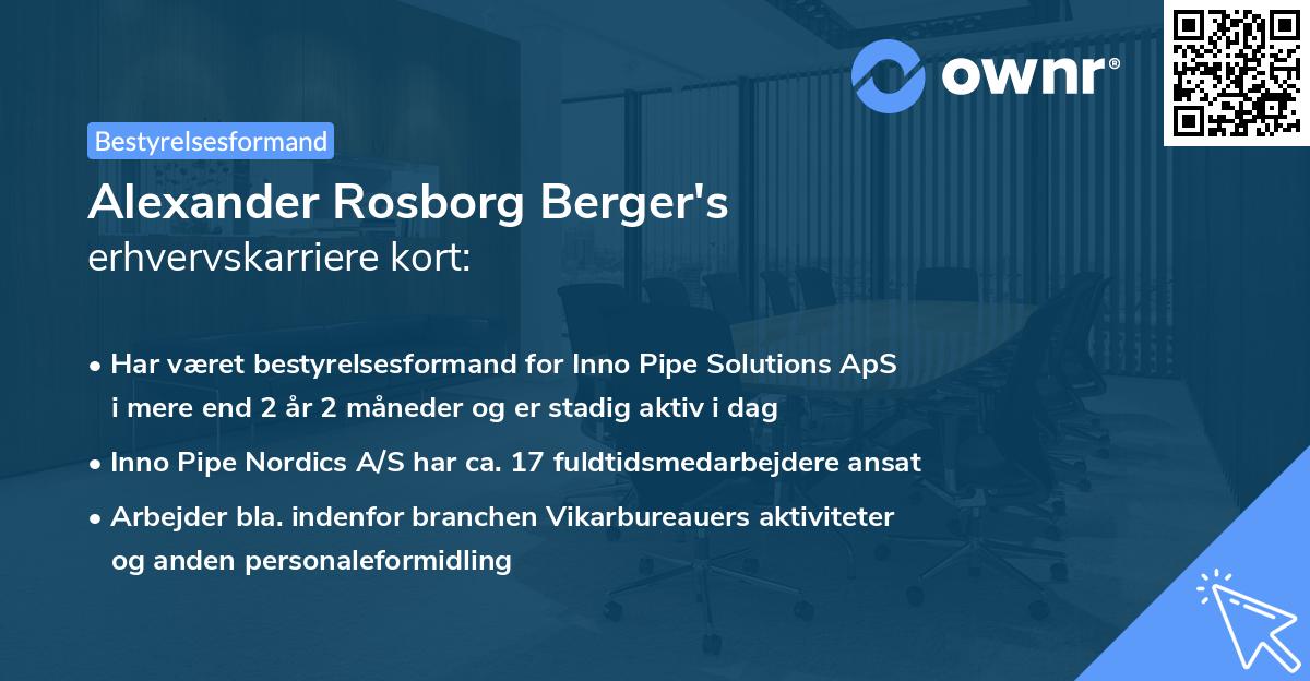 Alexander Rosborg Berger's erhvervskarriere kort