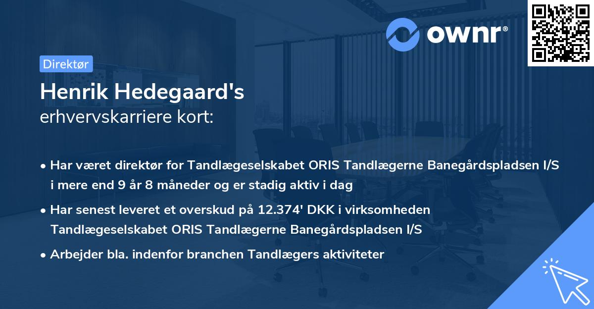 Henrik Hedegaard's erhvervskarriere kort