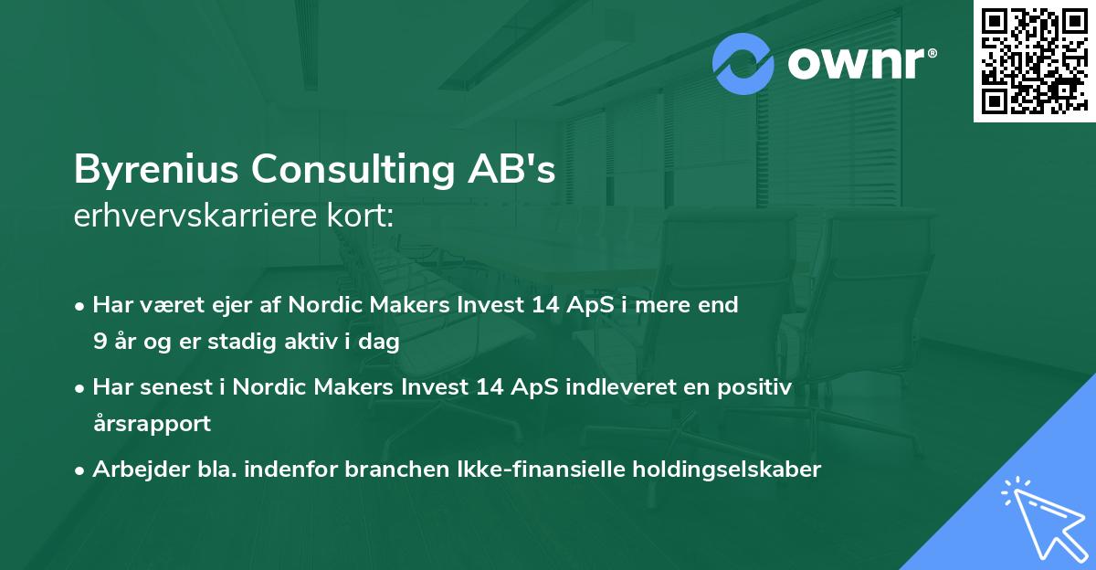 Byrenius Consulting AB's erhvervskarriere kort