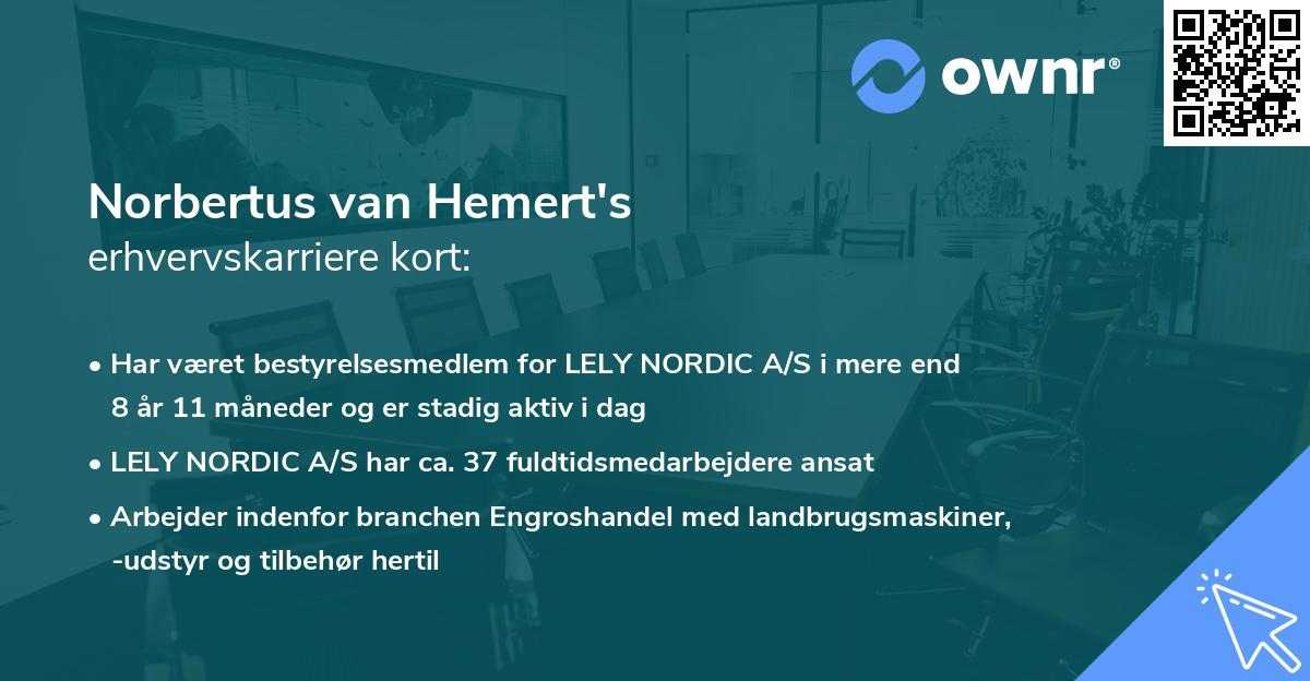 Norbertus van Hemert's erhvervskarriere kort