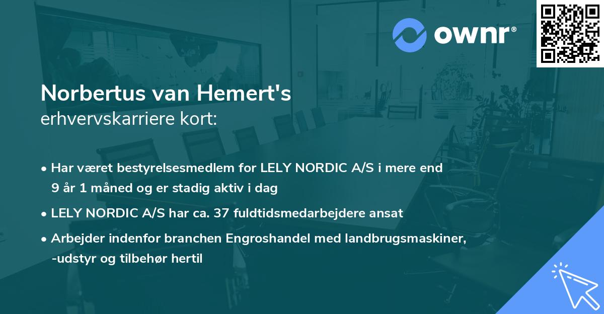 Norbertus van Hemert's erhvervskarriere kort