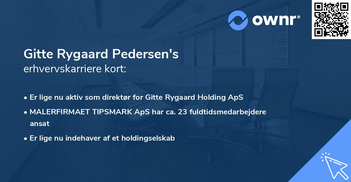 Gitte Rygaard Pedersen's erhvervskarriere kort