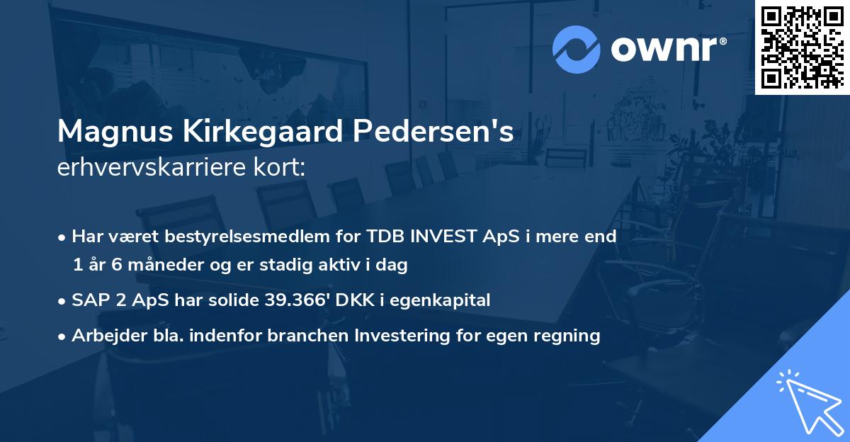 Magnus Kirkegaard Pedersen's erhvervskarriere kort
