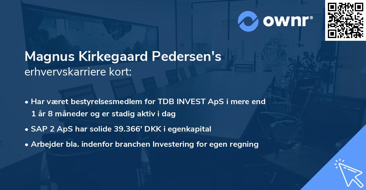 Magnus Kirkegaard Pedersen's erhvervskarriere kort