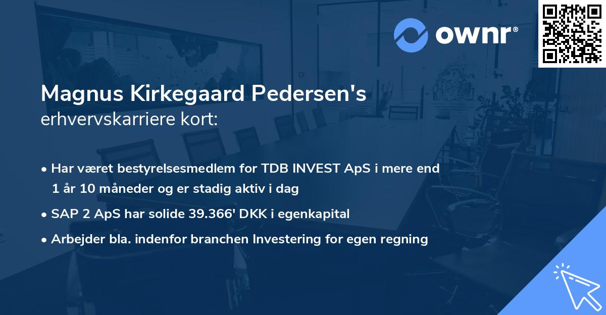 Magnus Kirkegaard Pedersen's erhvervskarriere kort