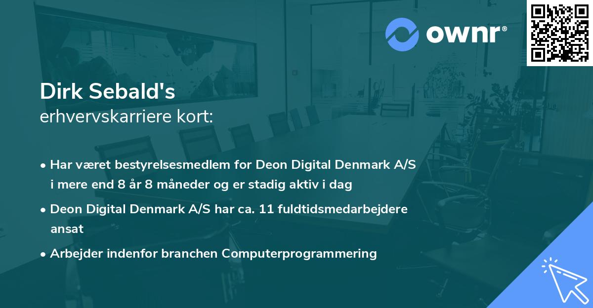 Dirk Sebald's erhvervskarriere kort