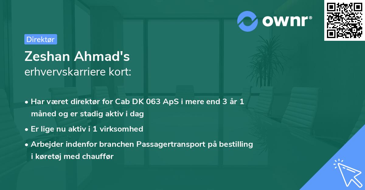 Zeshan Ahmad's erhvervskarriere kort