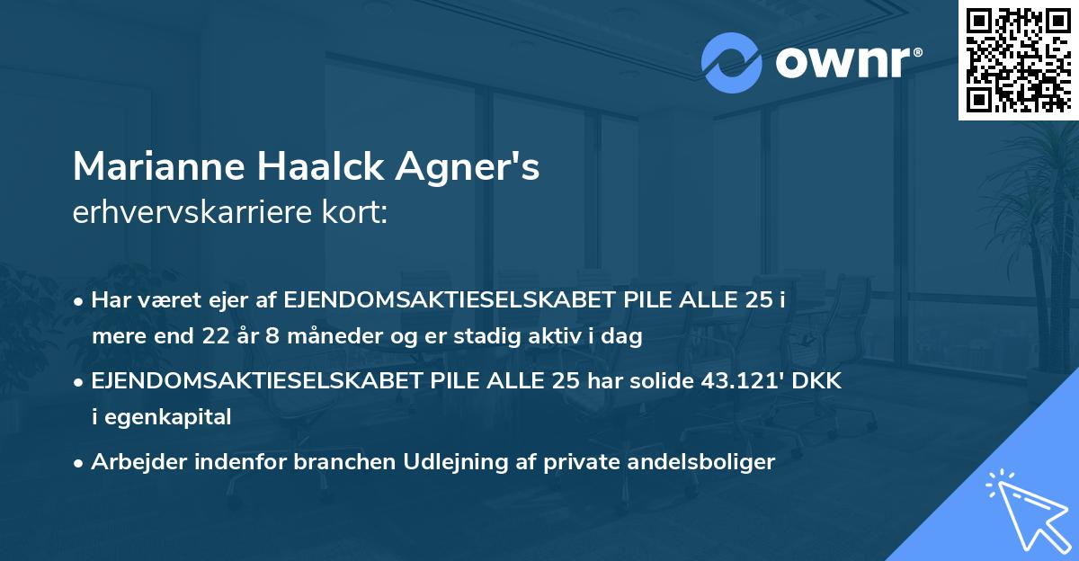 Marianne Haalck Agner's erhvervskarriere kort