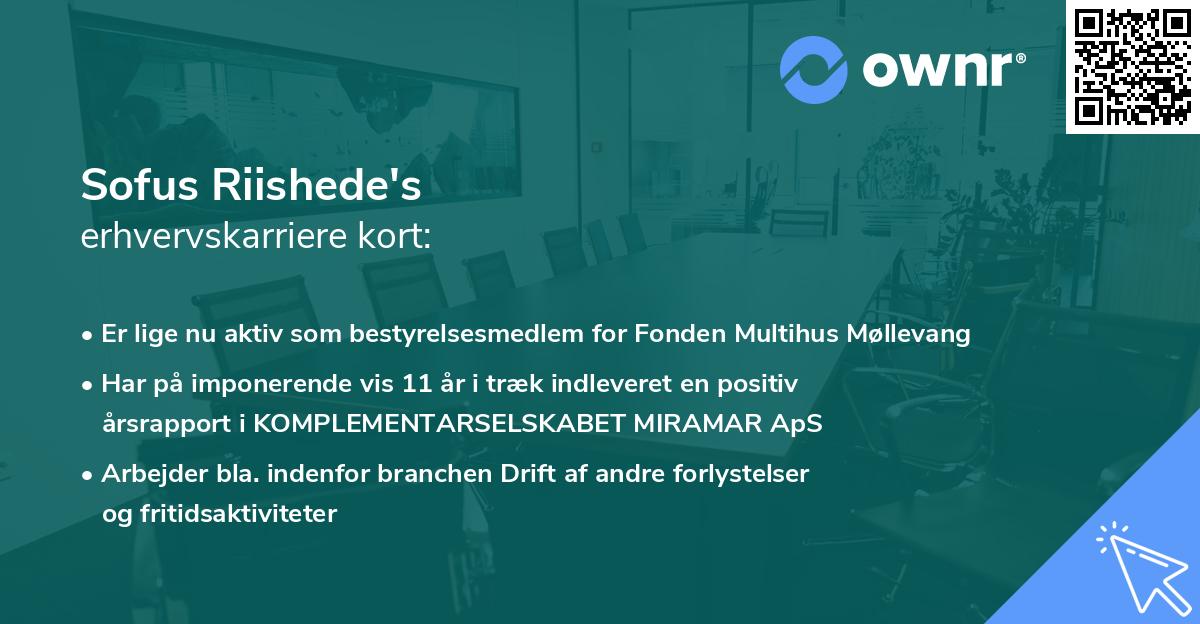 Sofus Riishede's erhvervskarriere kort