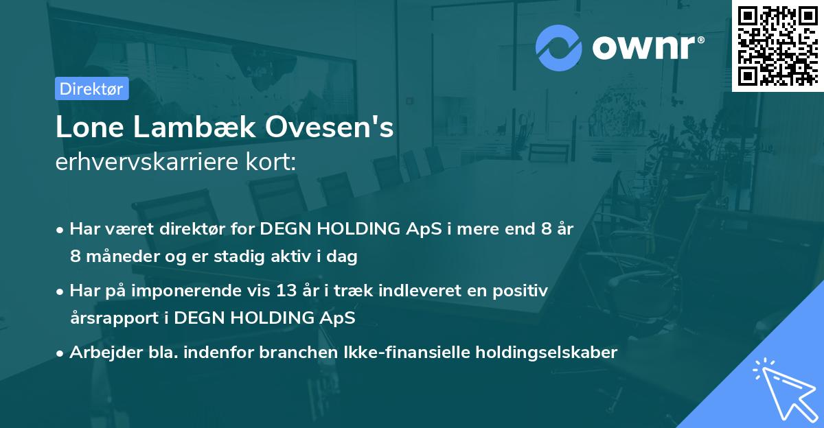 Lone Lambæk Ovesen's erhvervskarriere kort