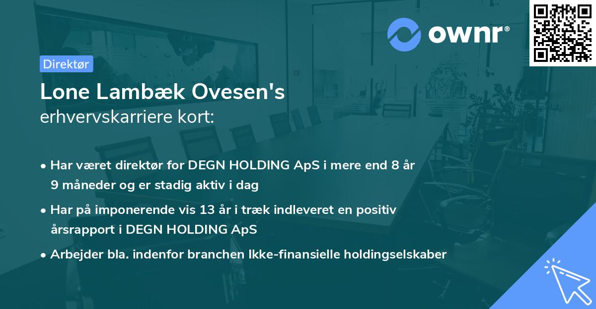 Lone Lambæk Ovesen's erhvervskarriere kort