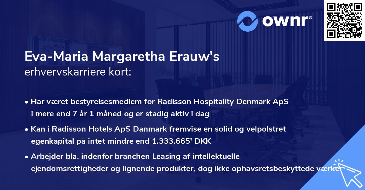 Eva-Maria Margaretha Erauw's erhvervskarriere kort