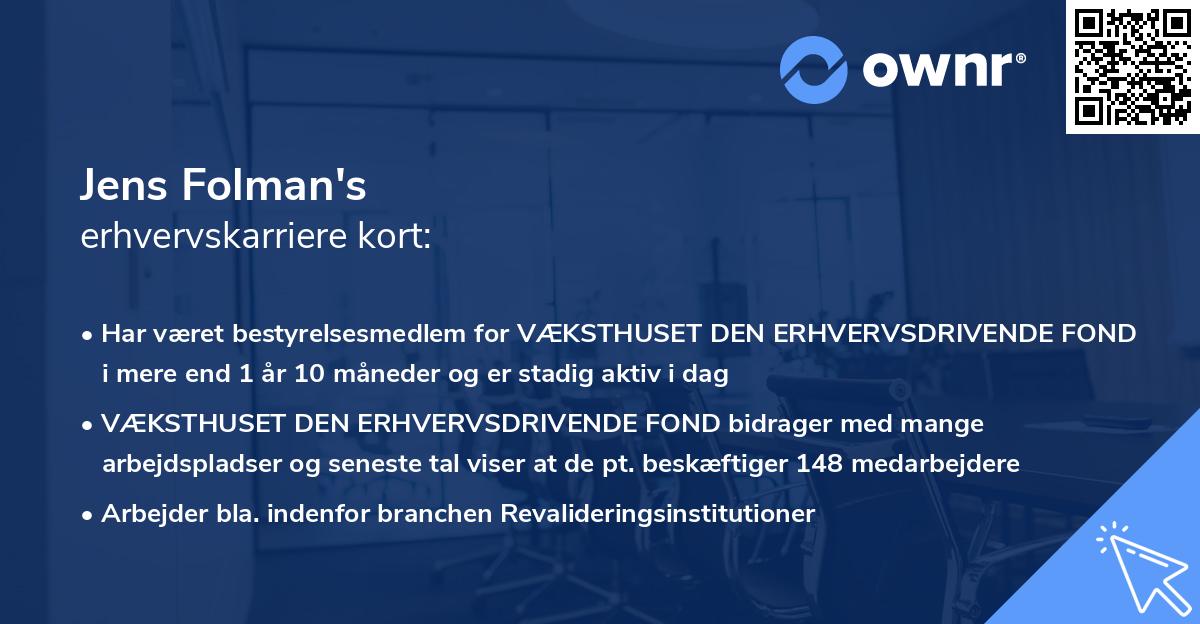 Jens Folman's erhvervskarriere kort