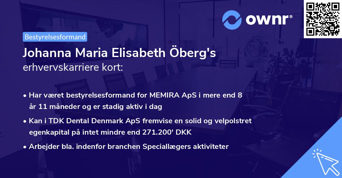 Johanna Maria Elisabeth Öberg's erhvervskarriere kort