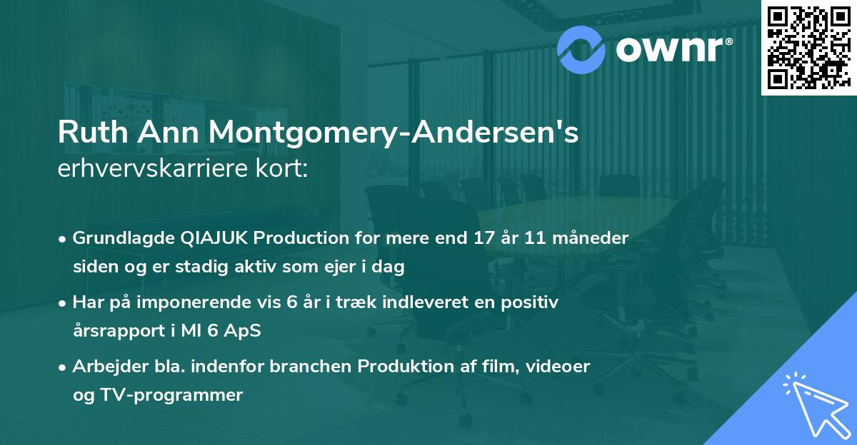 Ruth Ann Montgomery-Andersen's erhvervskarriere kort