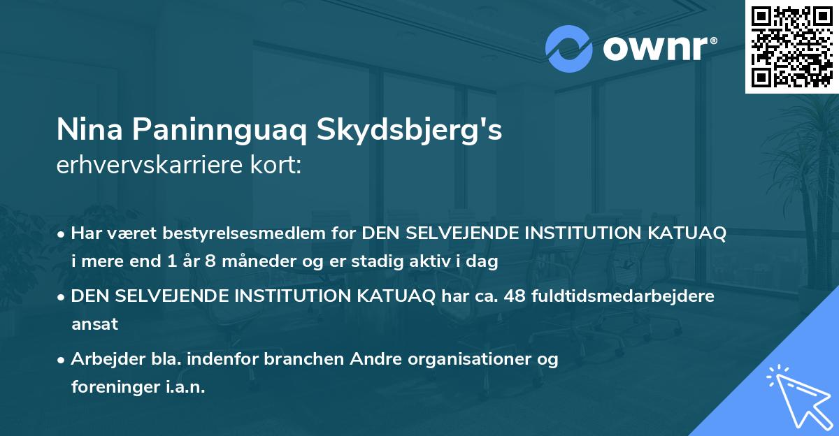 Nina Paninnguaq Skydsbjerg's erhvervskarriere kort